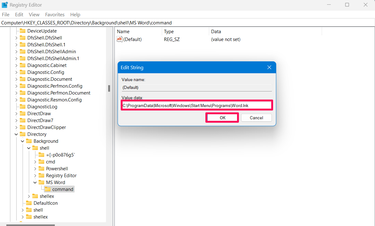 Paste the value data and click OK 