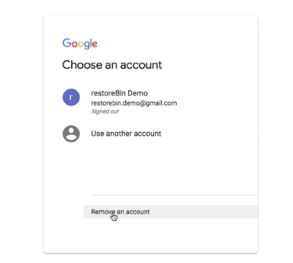 Remove an account in Google Sign in Page