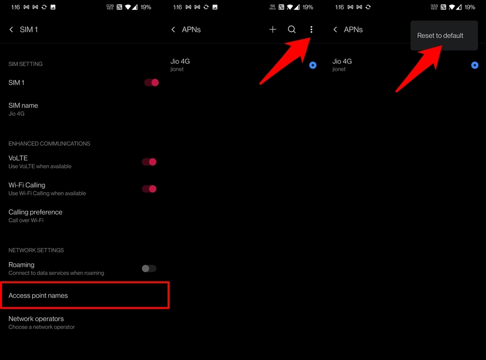 Reset APN to Default