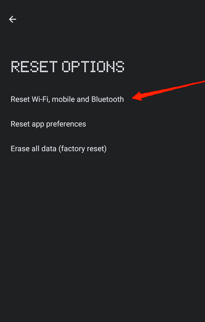Reset Wifi, mobile, and Bluetooth