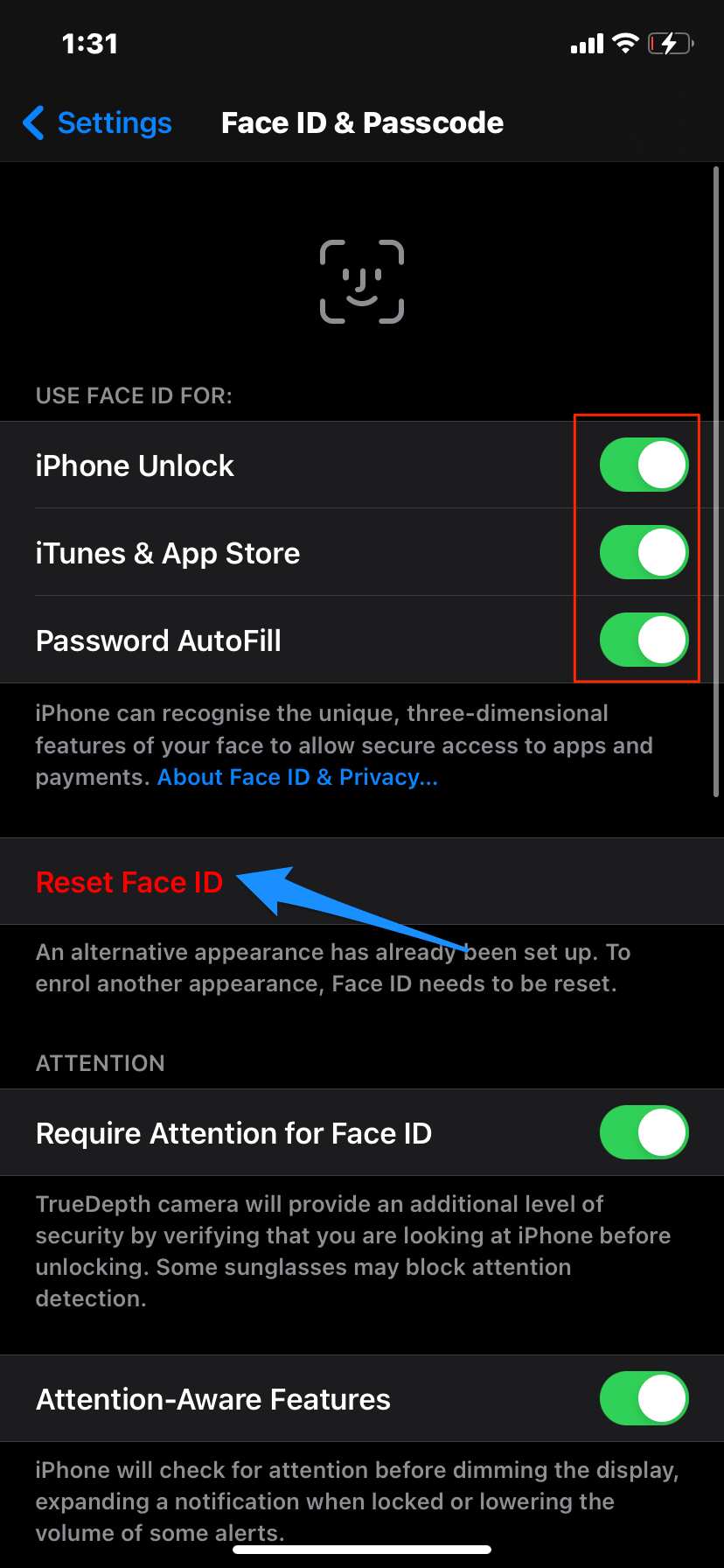 Reset Face ID