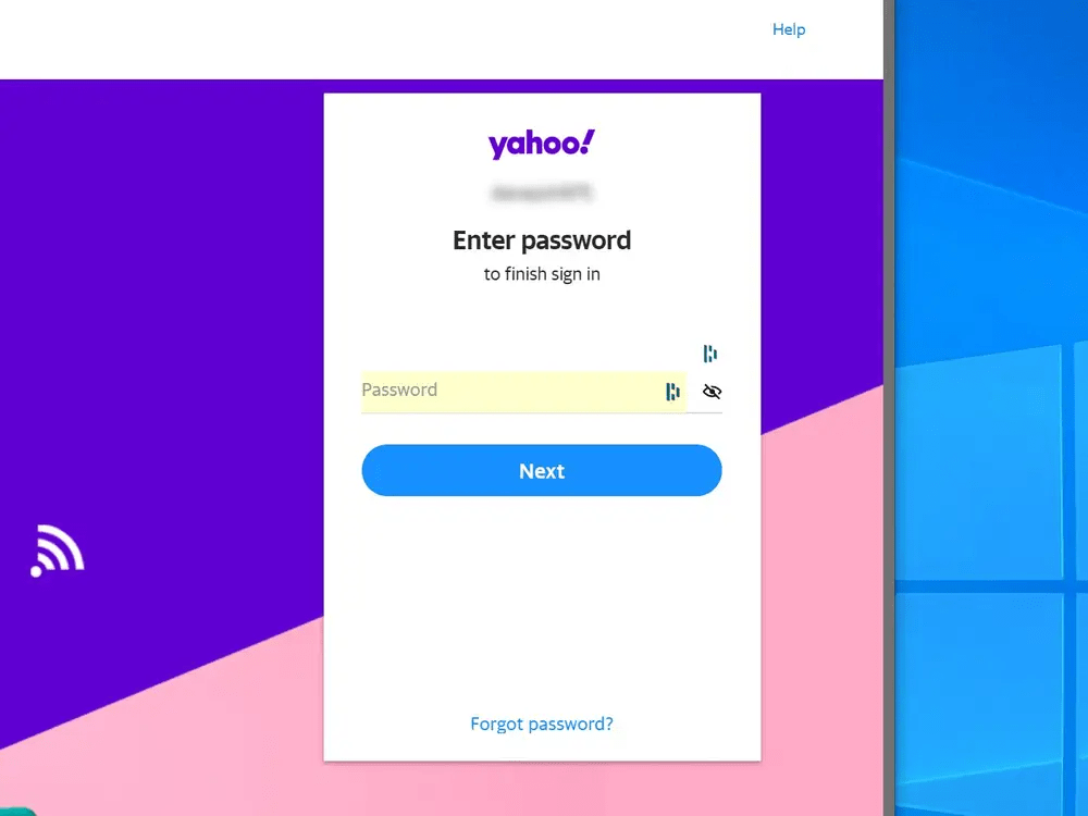 Сброс пароля почты Yahoo