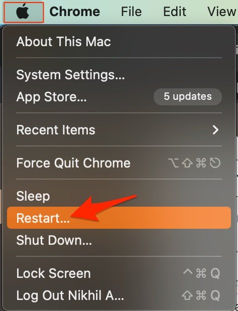Restart Mac PC