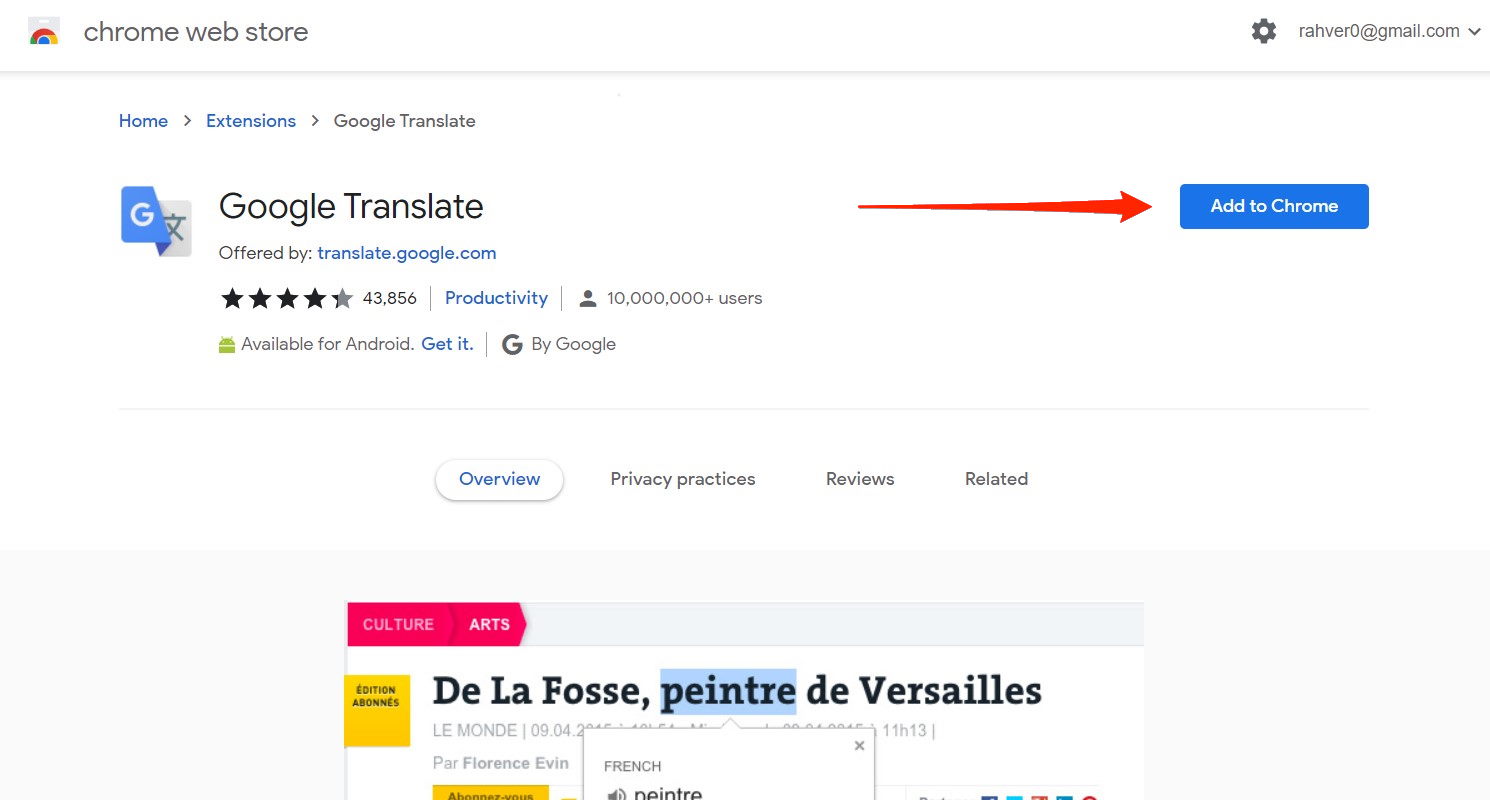 google chrome translate extension