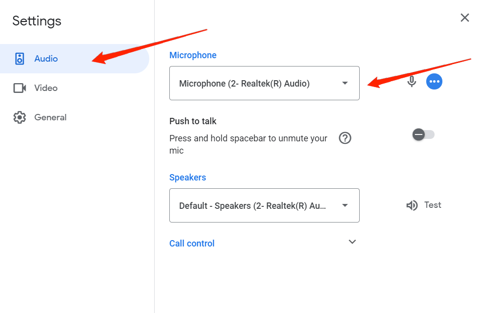 Select the correct Microphone & Speaker