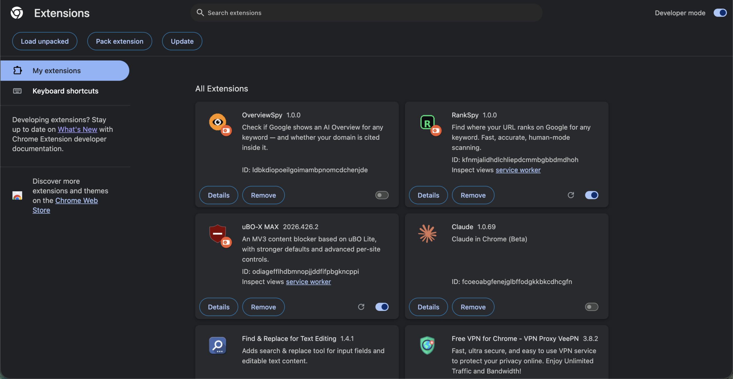 Install uBO Forked on Chrome using Dev Mode