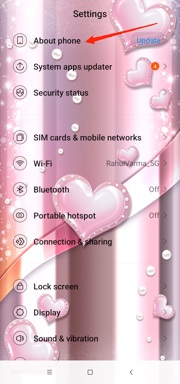 Scroll and go to About Phone.