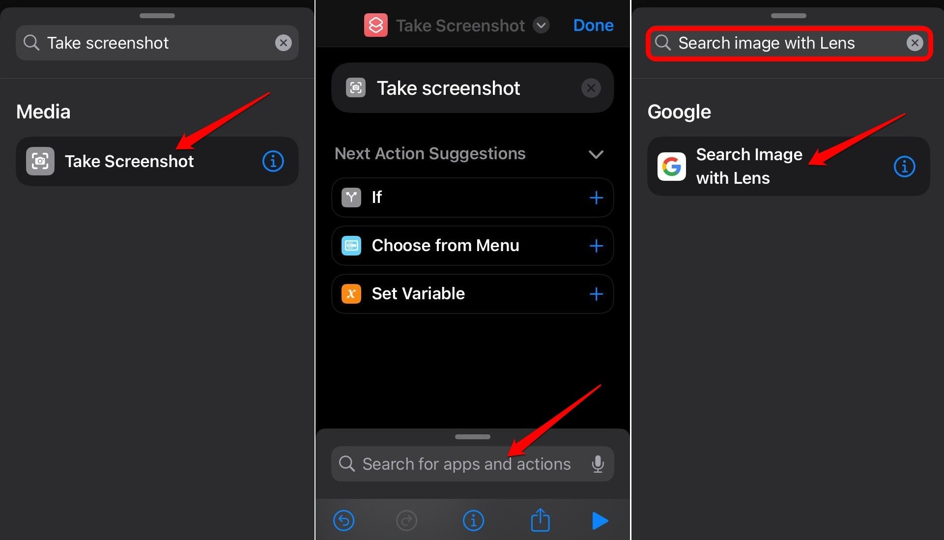 Search Image with Lens shortcut iOS