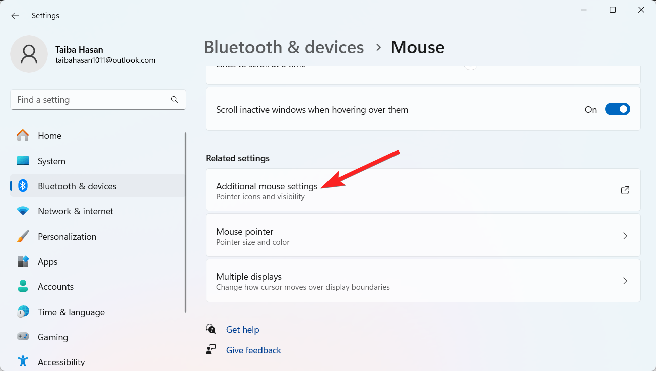 Select Additional Mouse settings