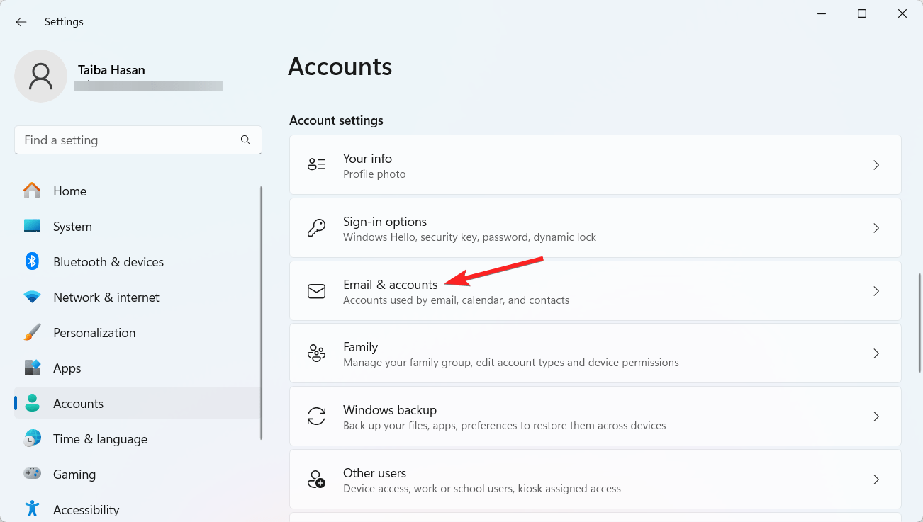 Select Emails & accounts