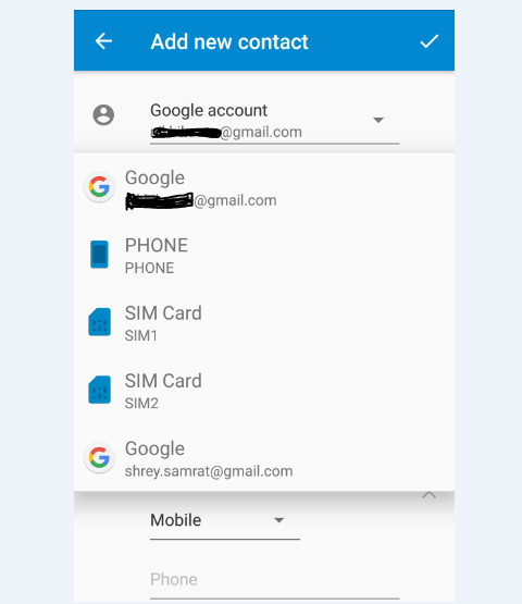 Select Google Account under More Fields and save the Contact