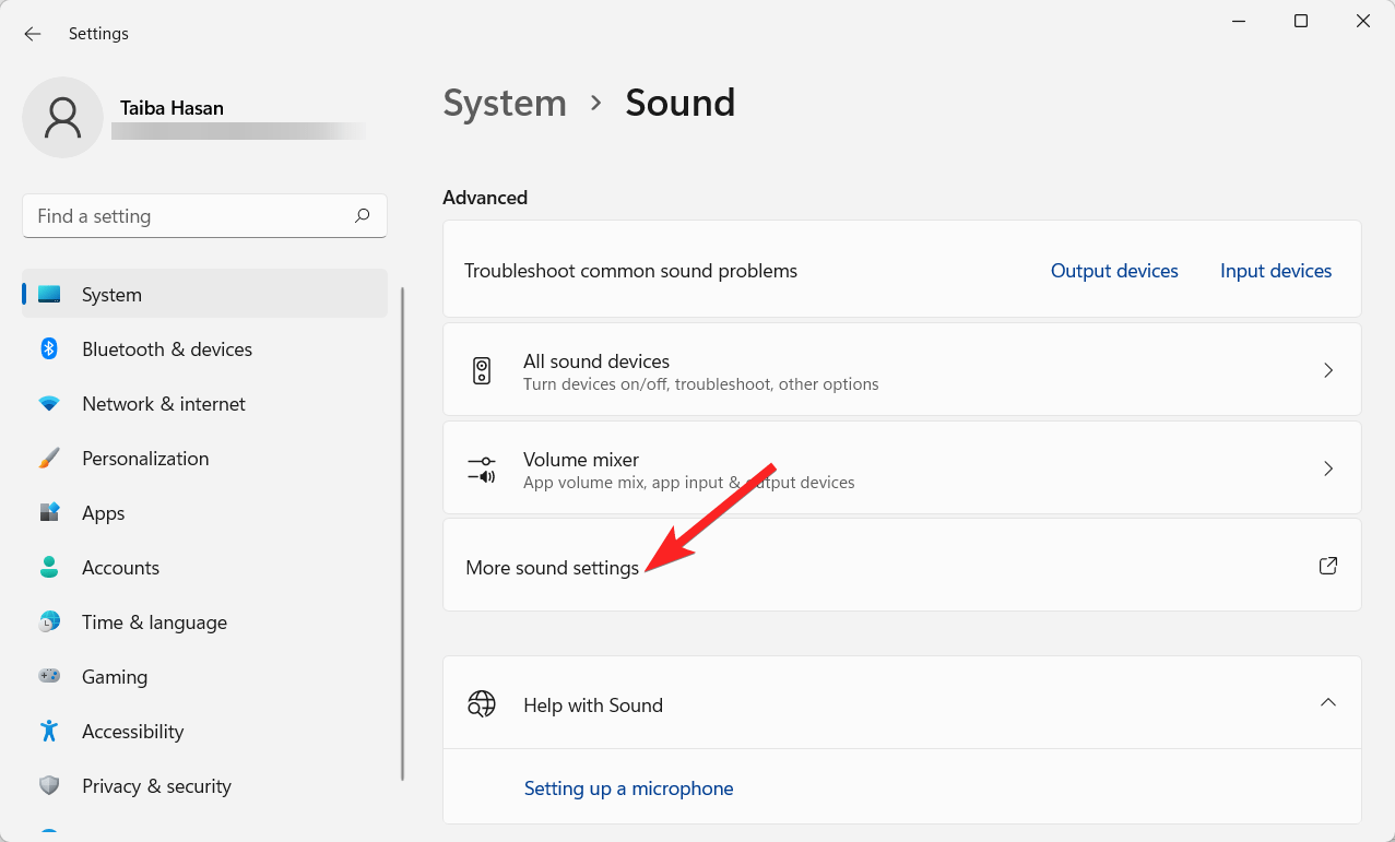 Select More sound settings