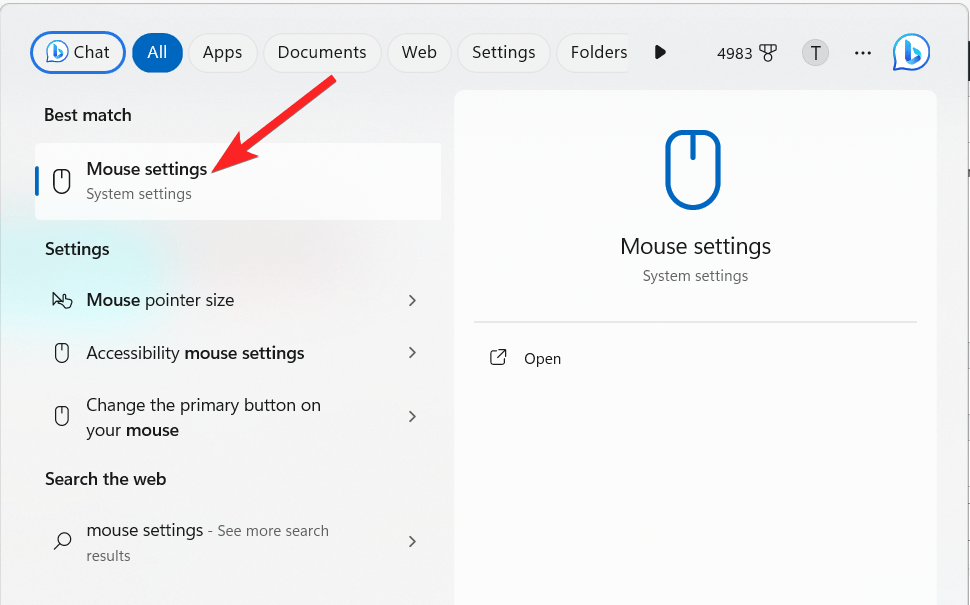Select Mouse settings