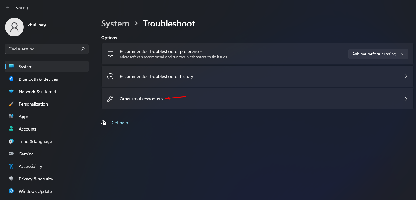 Select “Other troubleshoots” to view more options