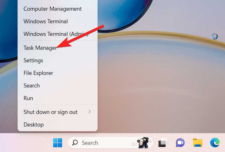 Select Task Manager from the context menu