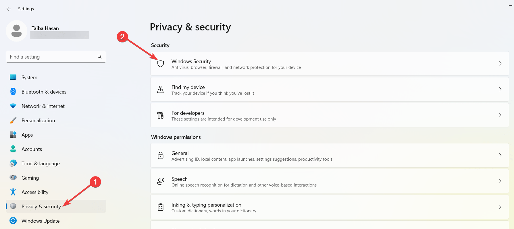 Select Windows Security