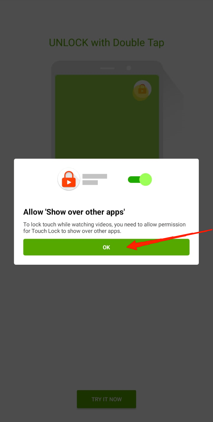 Allow 'Show over the apps