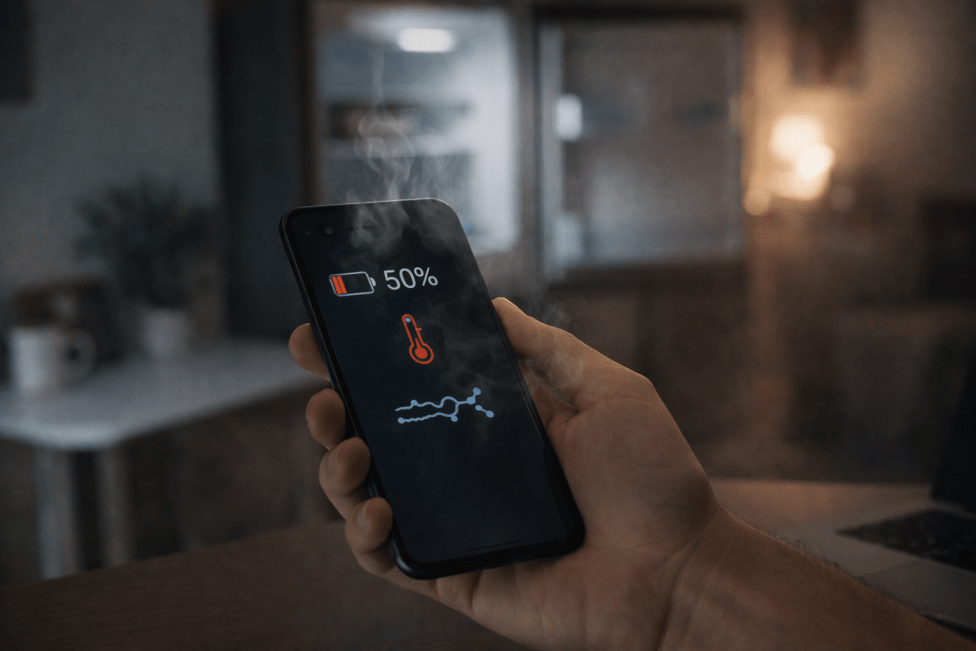 Smartphone heating up in dim light