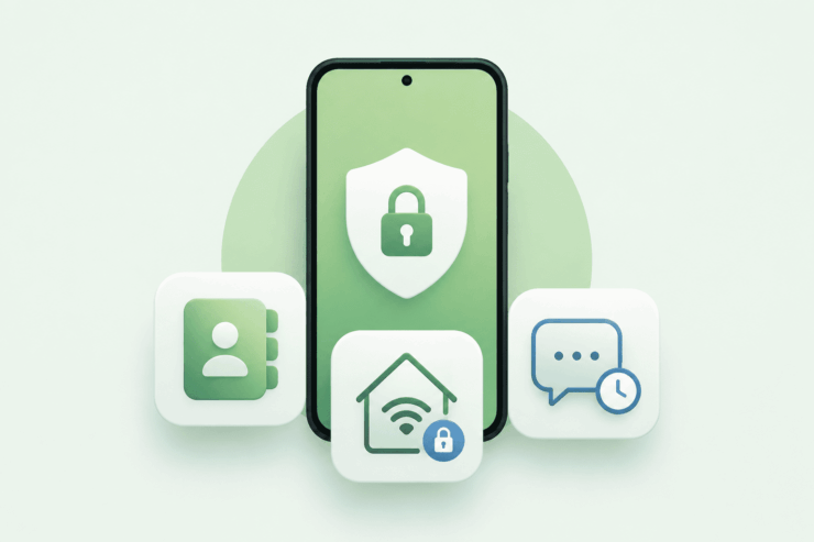 Smartphone security and privacy icons Android 17
