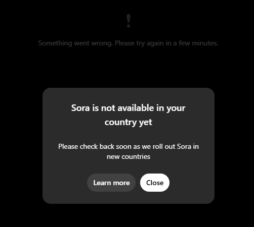 Sora AI not available in your country yet