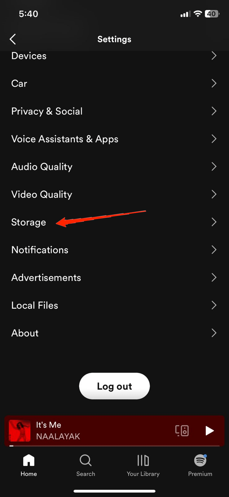 spotify storage settings