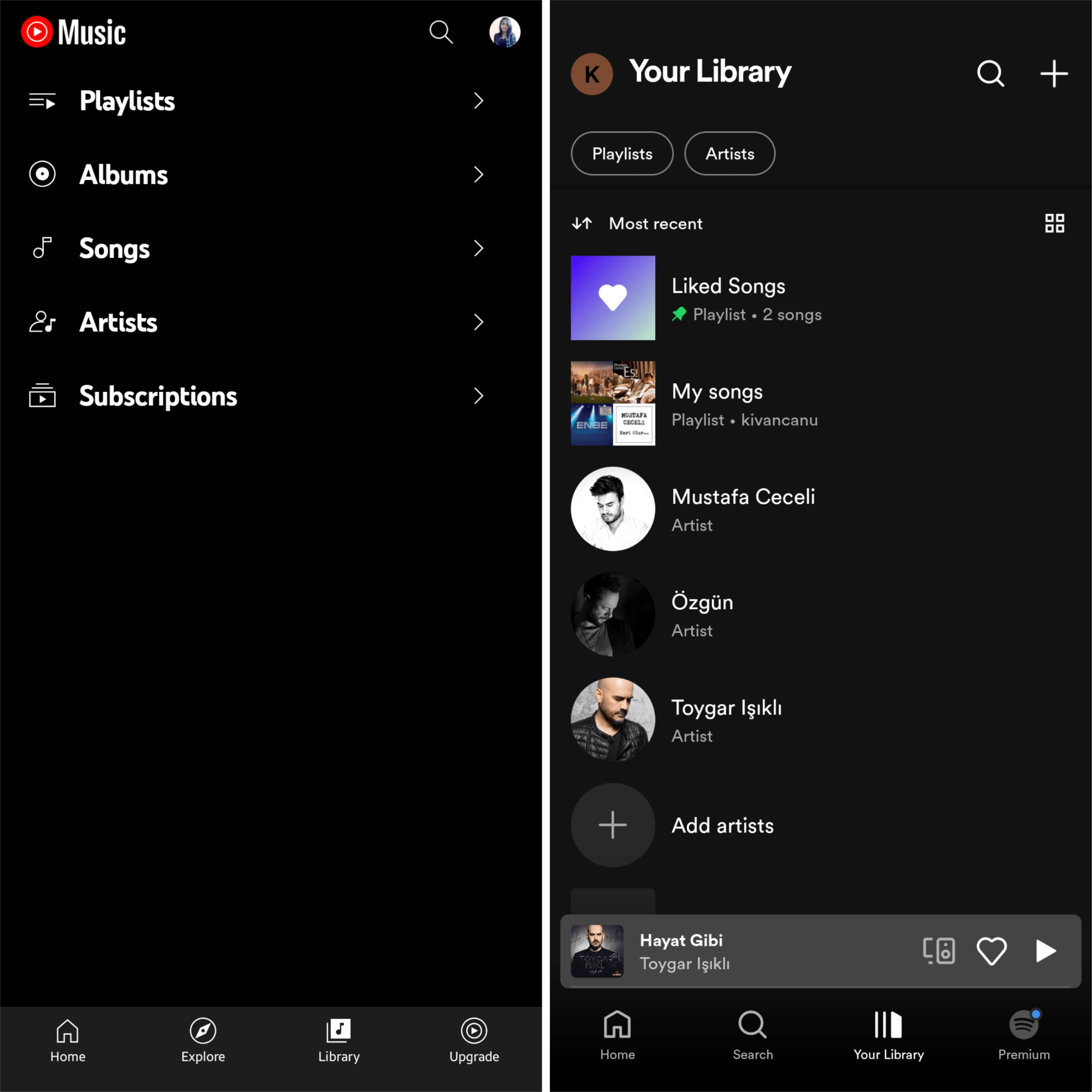 Spotify.com vs YouTube Music