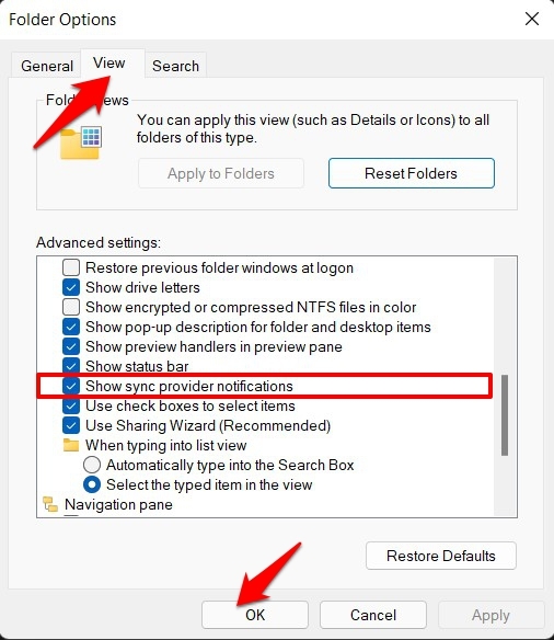 Stop Pop-Up Notifications in Windows 11 by disabling sync provider