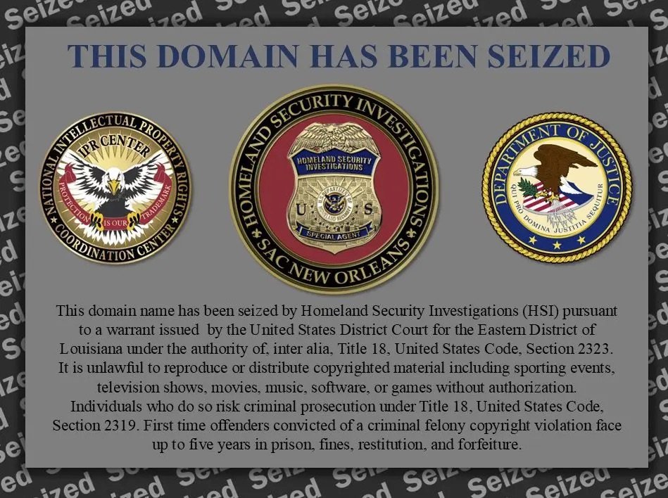 Domains Seized by US Authorities