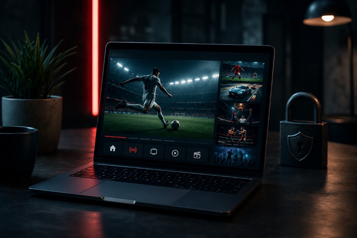 Streaming Football on laptop concept art