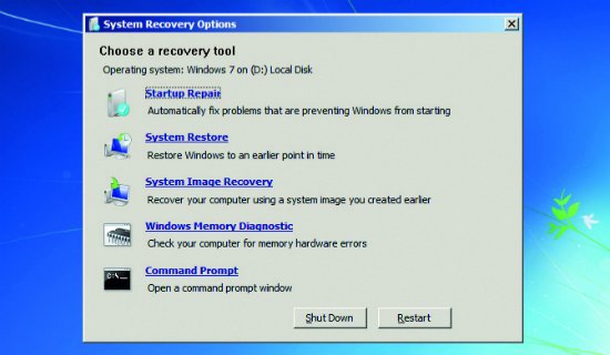 System Recovery Option (Can also use with Recovery Disc)