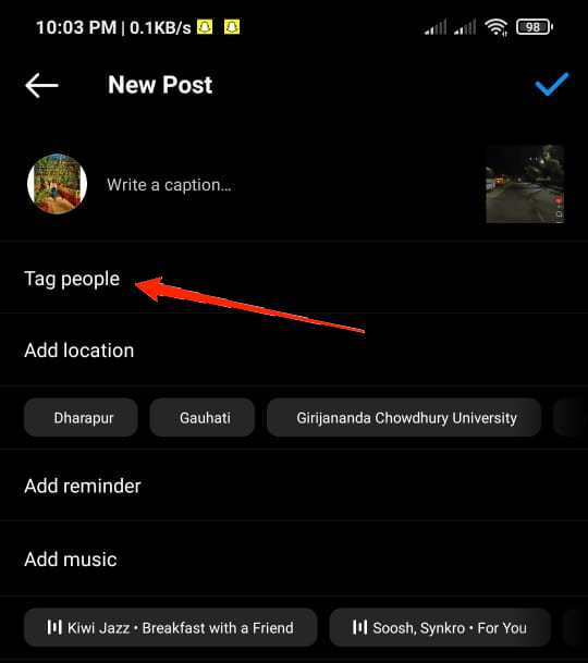 Click on the Tag People option