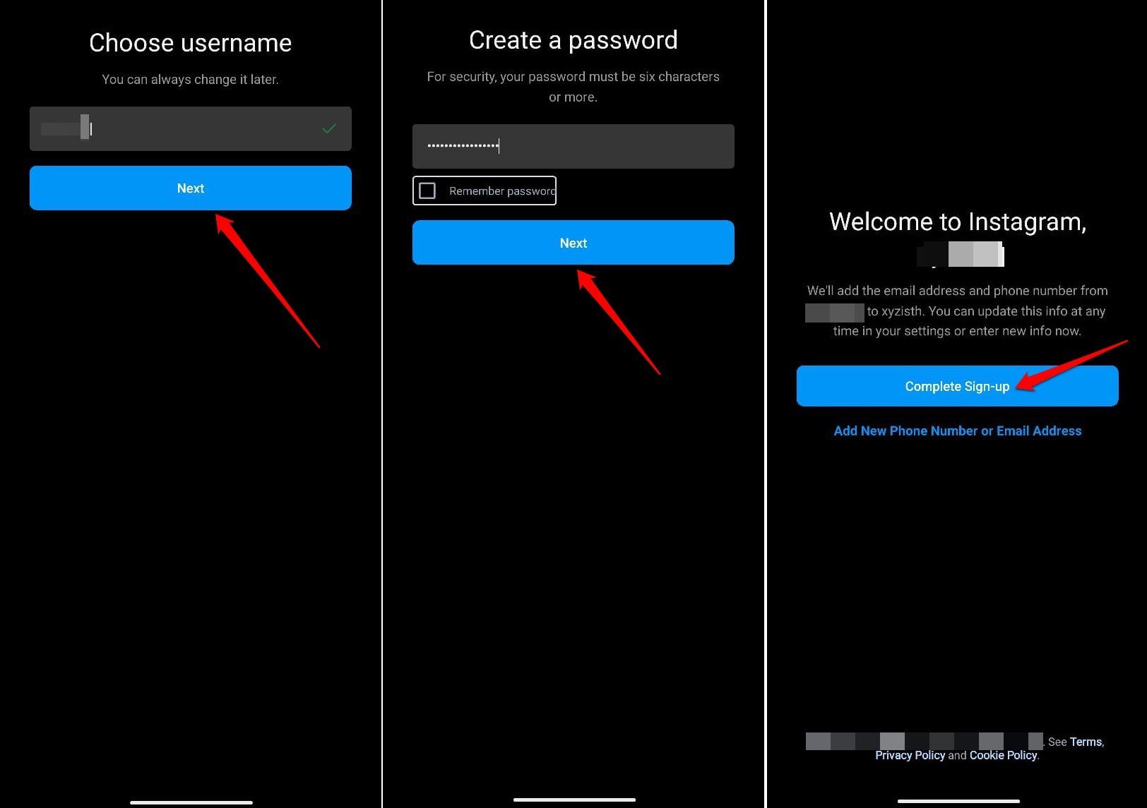 Tap on Complete Sign-up to finish the account creation process