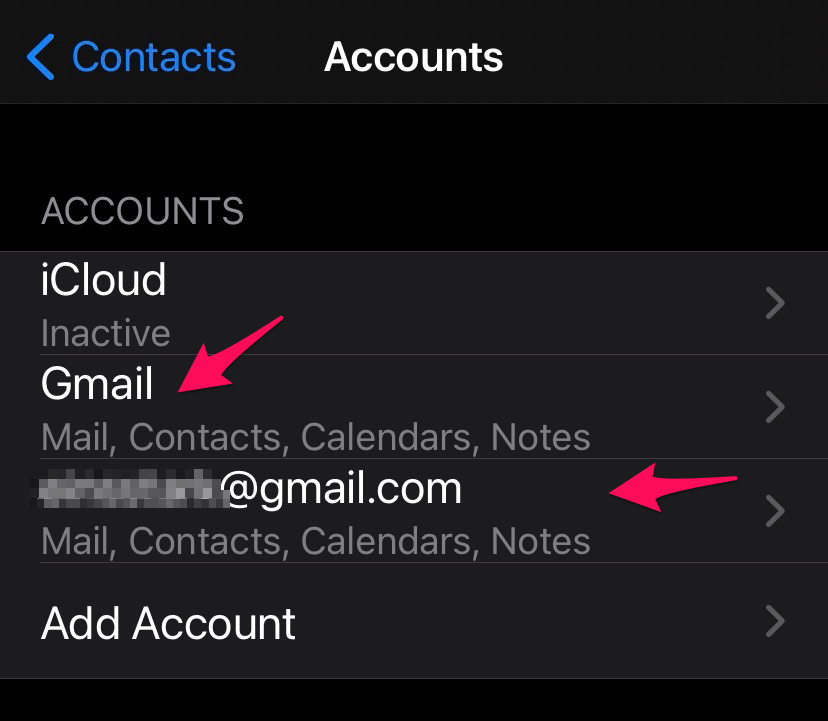 Tap on the Gmail account you want to delete