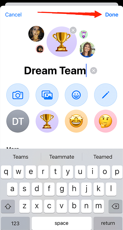 Tap on the Name tab and type the name you want to give