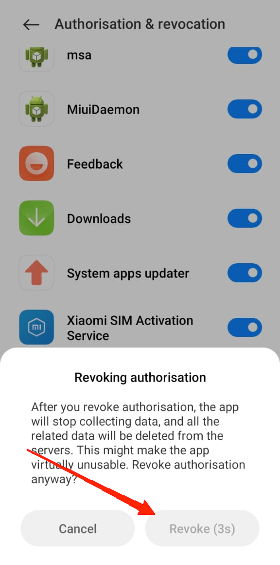 Tap on the Revoke button and that's it.