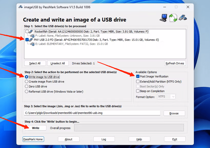 Then select Post image verification option from the left and click on Write button. 