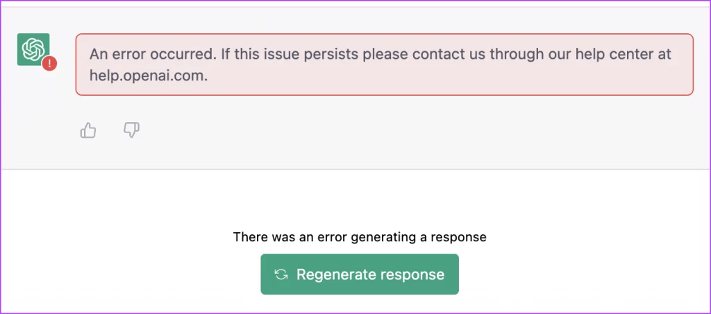 There Was An Error Generating a Response on ChatGPT