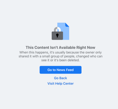 This Content Isn’t Available Right Now FaceBook