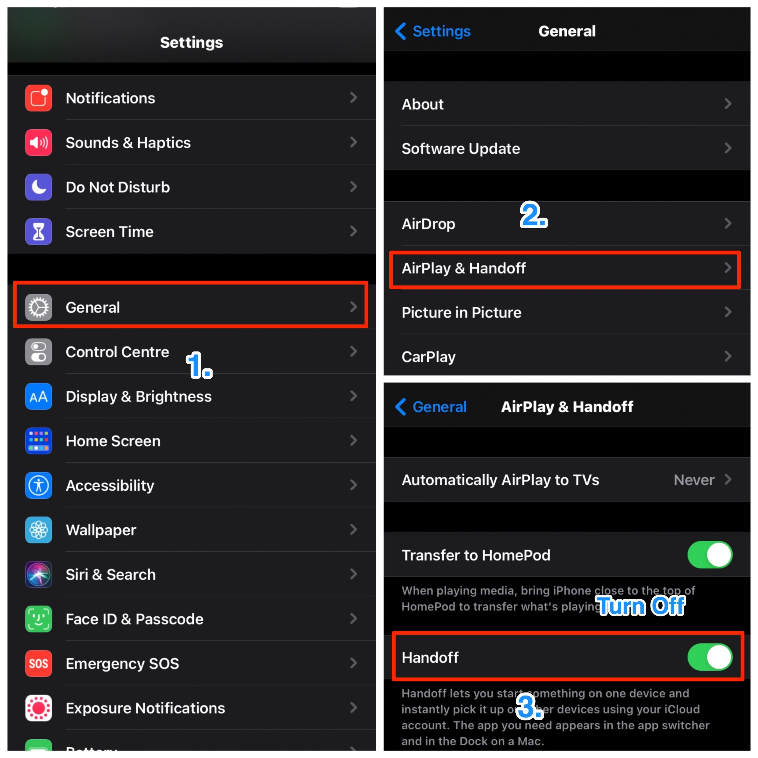 Turn Off Handoff in iPhone