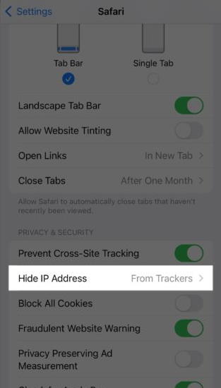 safari hide ip address