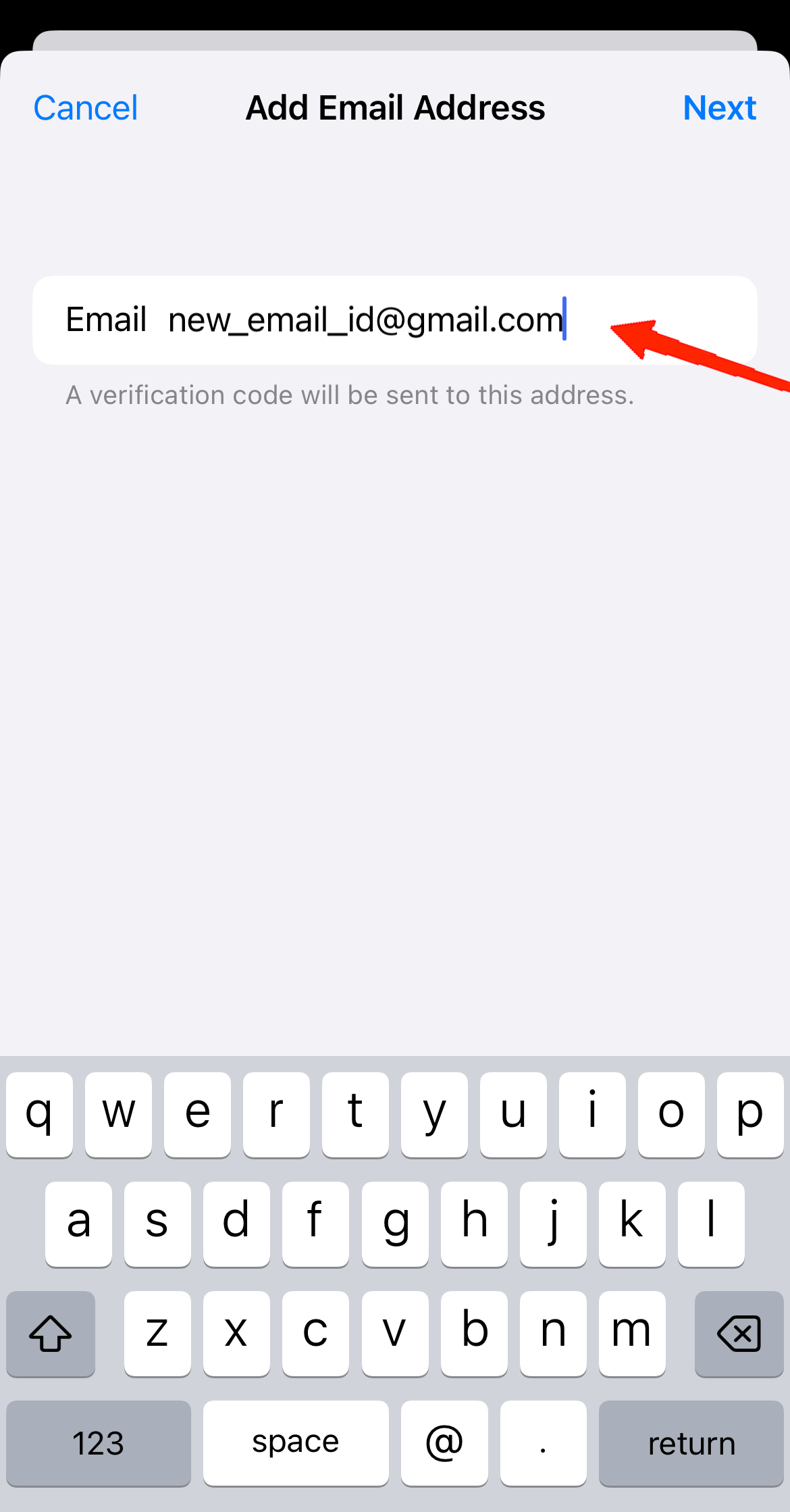 Type a new email ID which you wish to connect to your Apple account.