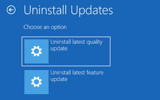 UNinstall Latest Quality Updates