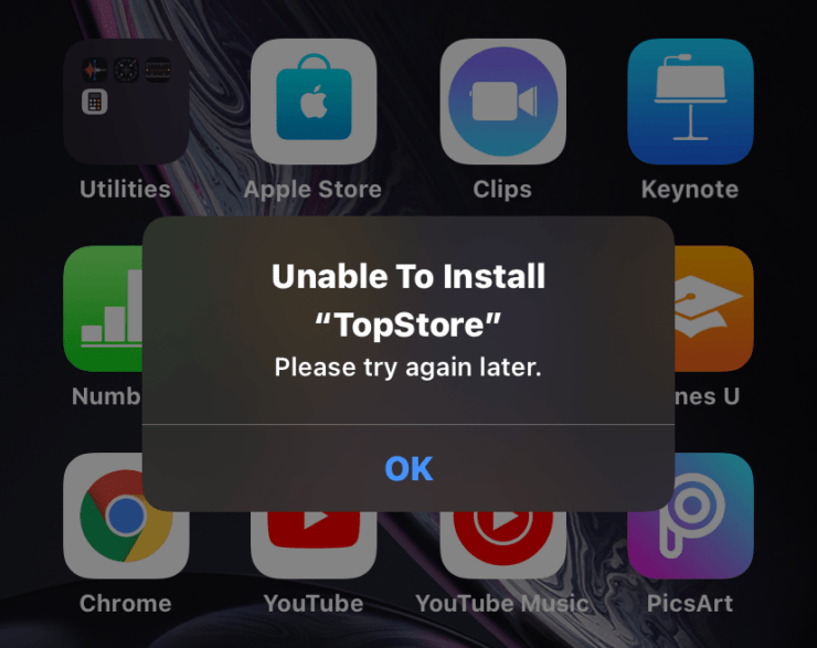 Unable to Install Please Try Again Later