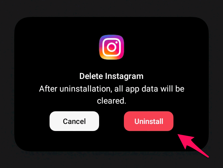Uninstall – Reinstall the Instagram account 