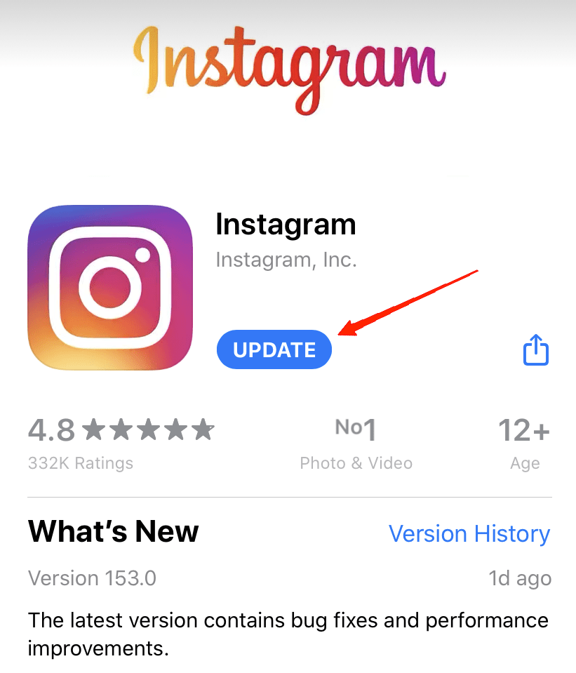 Update Your Instagram App