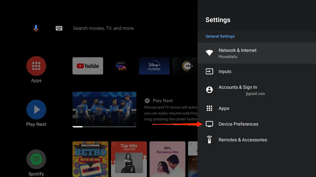 android tv device preference