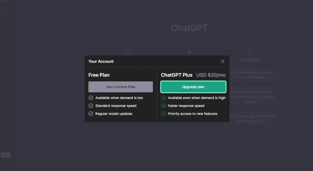Upgrading to ChatGPT Plus