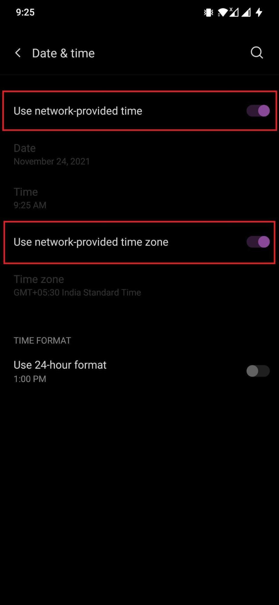 Use Network Provided Time