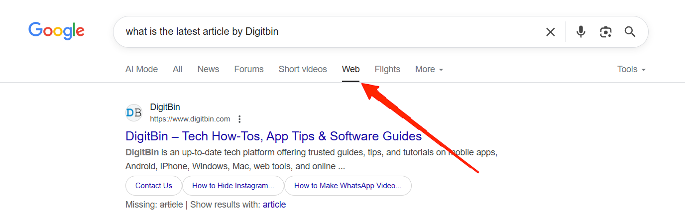 Use the Web mode after each search