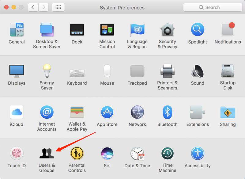 Select System Preferences. Next, go to Users & Groups.